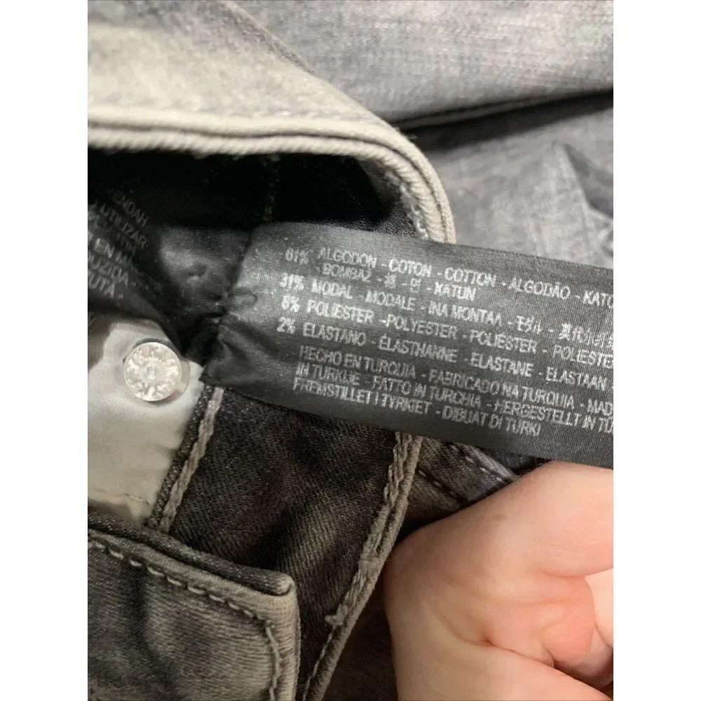 zara womens gray mid rise distressed skinny jeans denim stretch 2 Xs